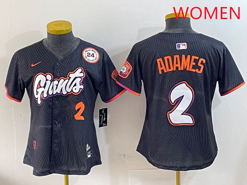 Women San Francisco Giants #2 Adames Black Joint Name Nike 2025 MLB Jersey style 6